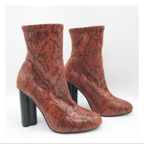 Asos Eliza Heeled Sock Boots in Snake Size 6.5 US - Picture 5 of 12